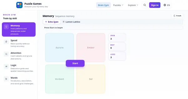 Screenshot of puzzle games
