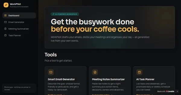 Screenshot of ai workplace assistant