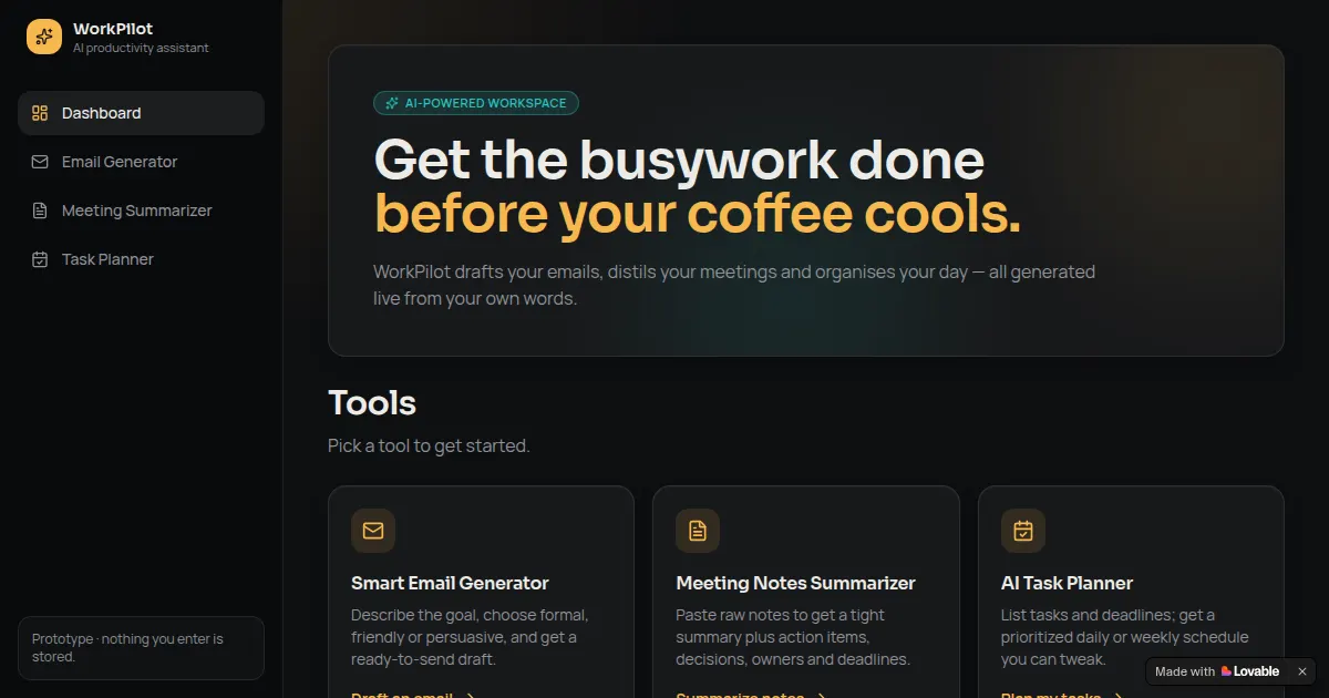 Screenshot of ai workplace assistant