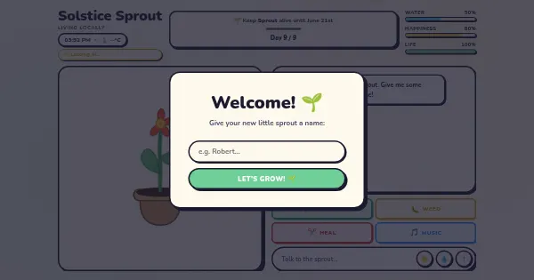 Screenshot of solstice sprout