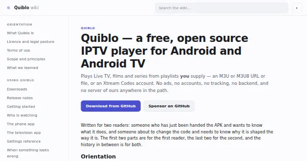 Screenshot of quiblo app