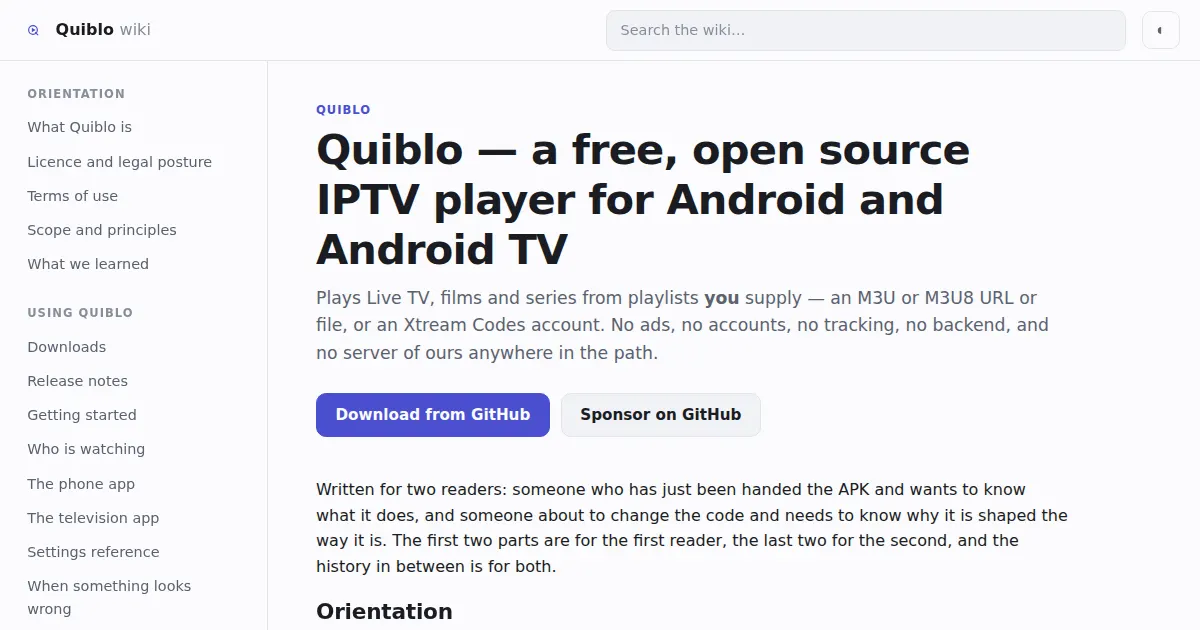Screenshot of quiblo app