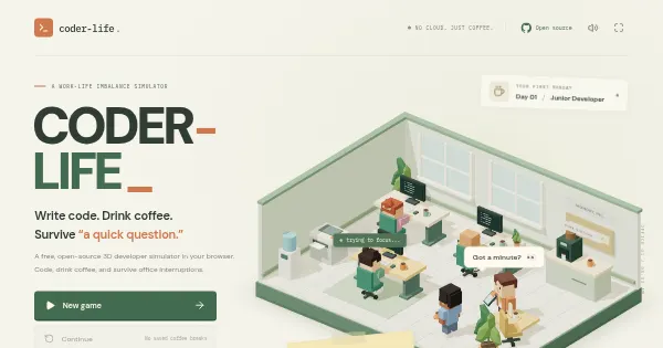 Screenshot of coder life