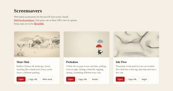 Screenshot of screensavers