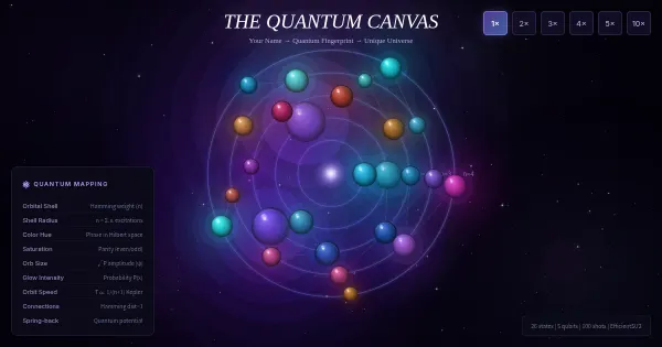 Screenshot of quantum generative art