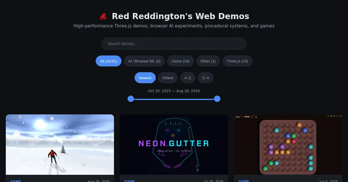 Screenshot of web demos
