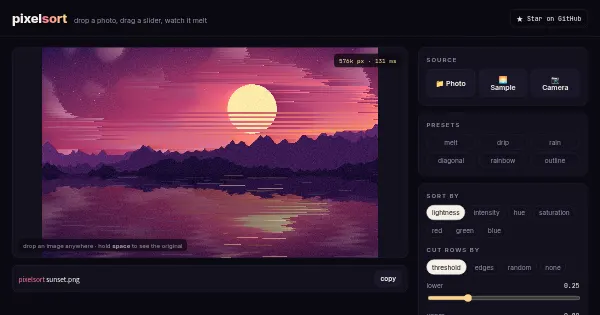 Screenshot of pixelsort