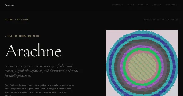 Screenshot of Arachne Generative Art