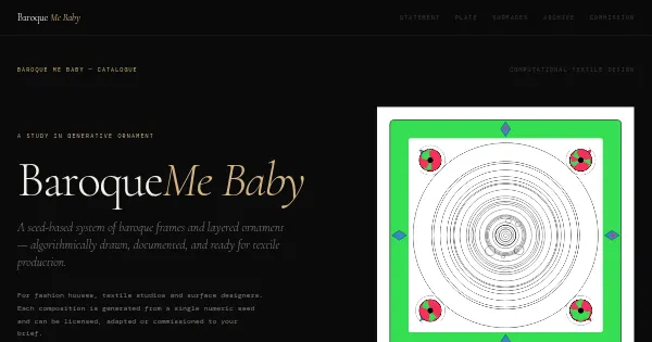 Screenshot of Baroque Me Baby Generative Art