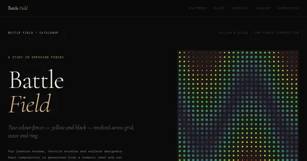 Screenshot of Battle Field Generative Art