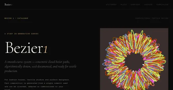 Screenshot of Bezier 1 Generative Art