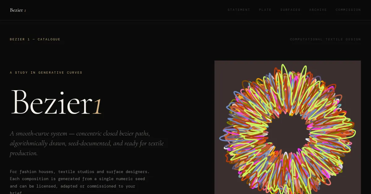 Screenshot of Bezier 1 Generative Art