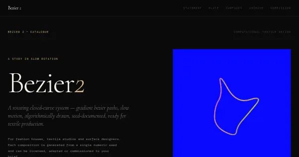 Screenshot of Bezier 2 Generative Art