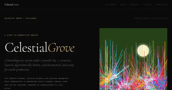 Screenshot of Celestial Grove Generative Art