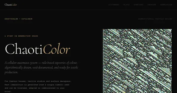 Screenshot of ChaotiColor Generative Art