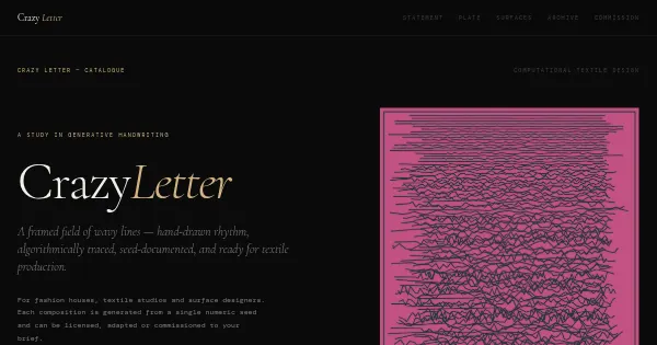 Screenshot of Crazy Letter Generative Art