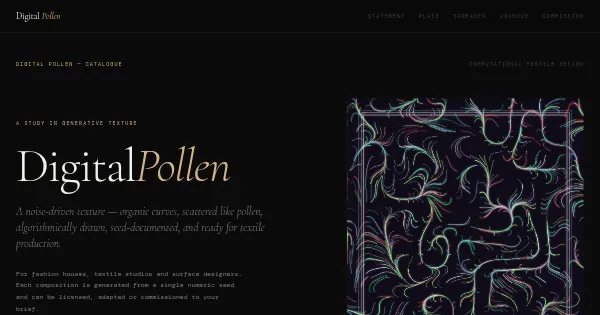 Screenshot of Digital Pollen Generative Art