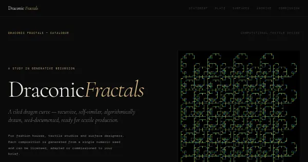 Screenshot of Draconic Fractals Generative Art