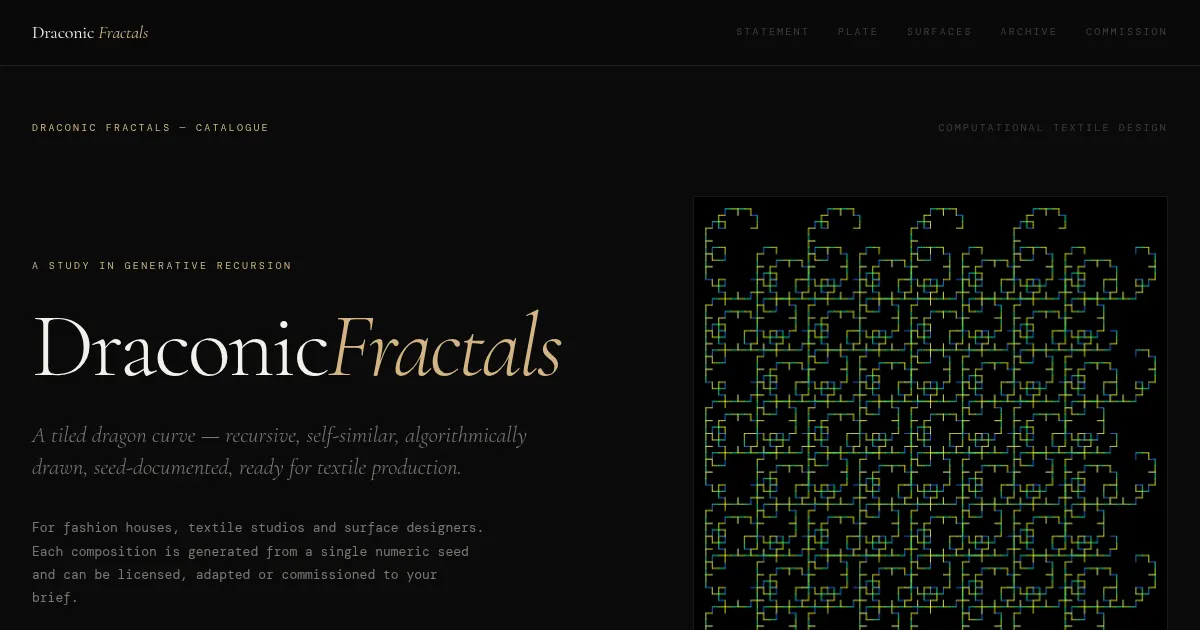 Screenshot of Draconic Fractals Generative Art