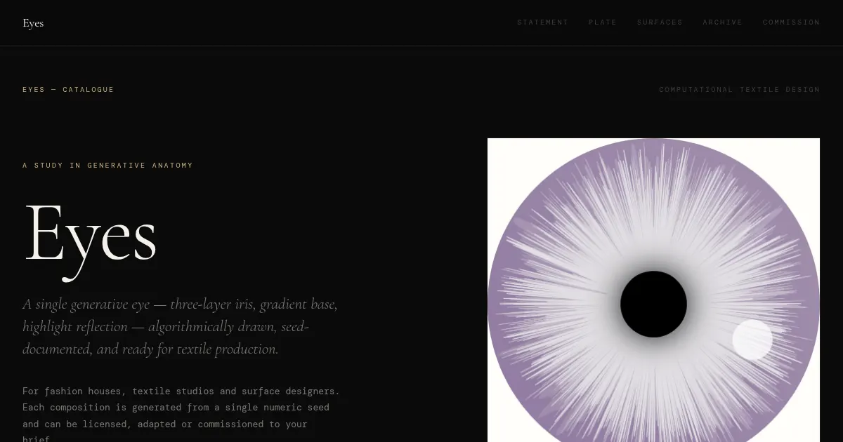 Screenshot of Eyes Generative Art