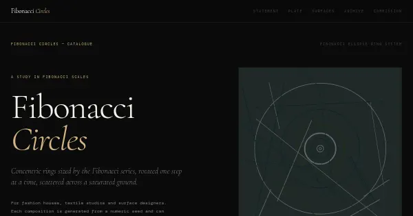 Screenshot of Fibonacci Circles Generative Art