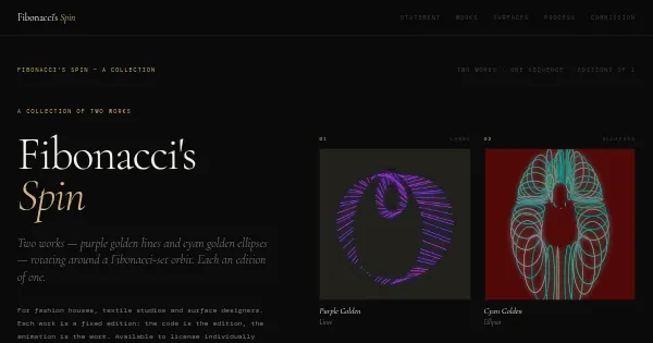 Screenshot of Fibonaccis Spin Generative Art