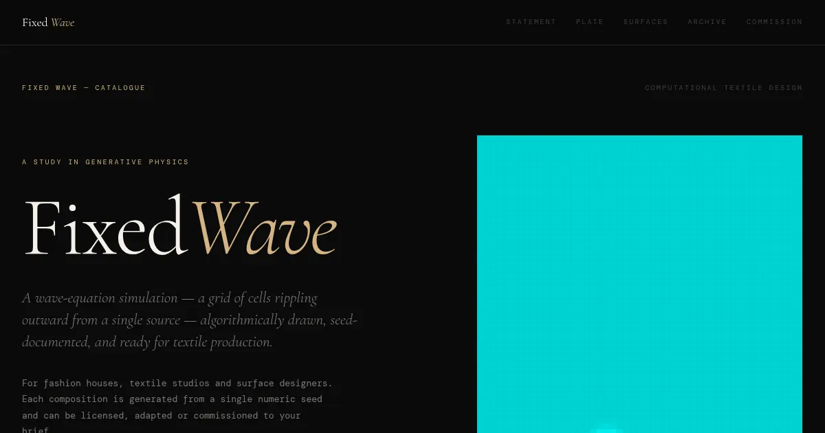 Screenshot of Fixed Wave Generative Art