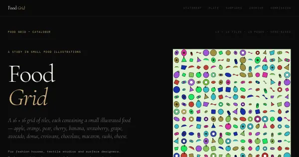 Screenshot of Food Grid Generative Art