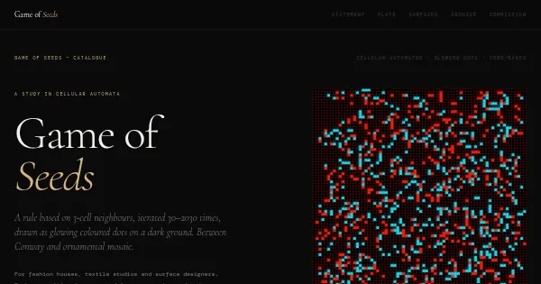 Screenshot of Game of Seeds Generative Art