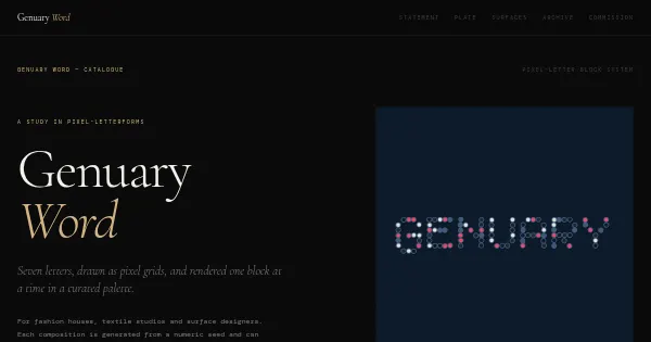 Screenshot of Genuary Word Generative Art