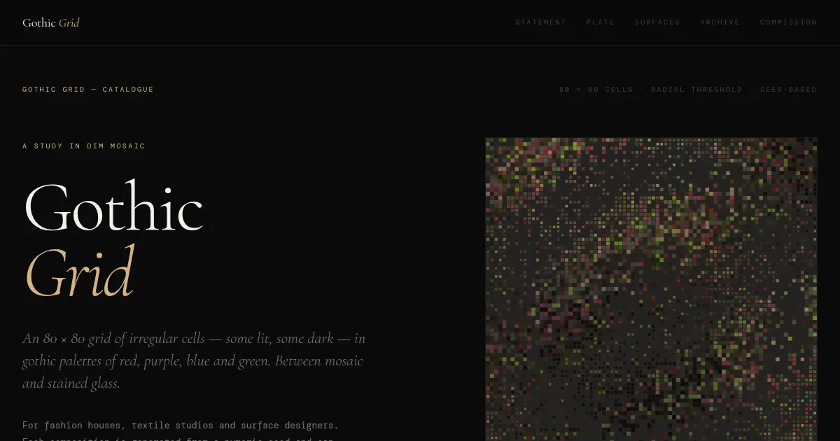 Screenshot of Gothic Grid Generative Art
