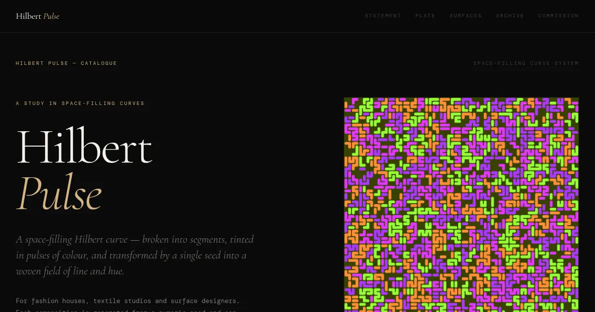 Screenshot of Hilbert Pulse Generative Art