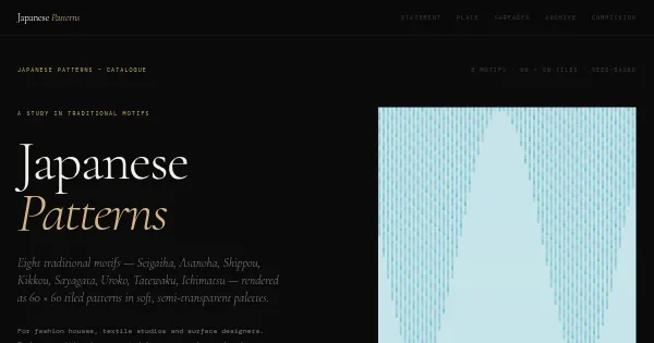 Screenshot of Japanese Patterns Generative Art