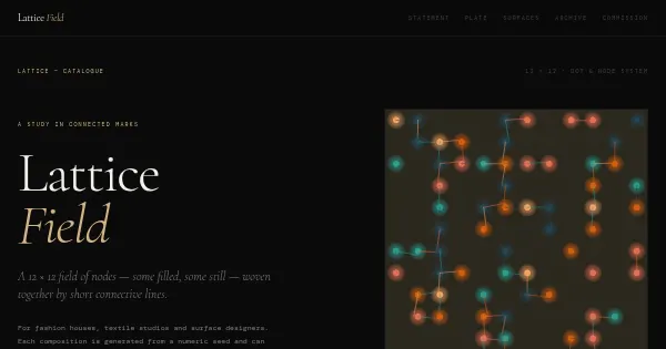 Screenshot of Lattice Field Generative Art