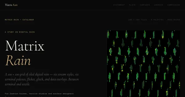 Screenshot of Matrix Rain Generative Art