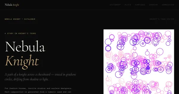 Screenshot of Nebula Knight Generative Art