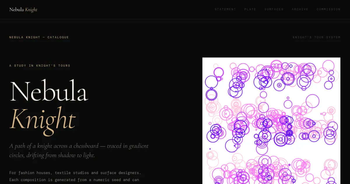 Screenshot of Nebula Knight Generative Art