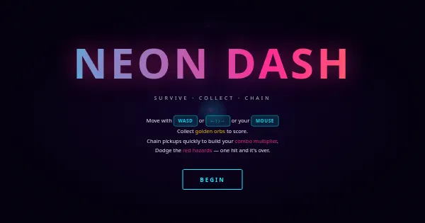 Screenshot of neon dash game