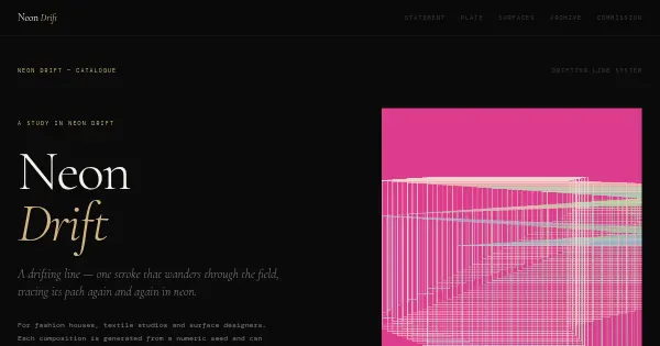 Screenshot of Neon Drift Generative Art