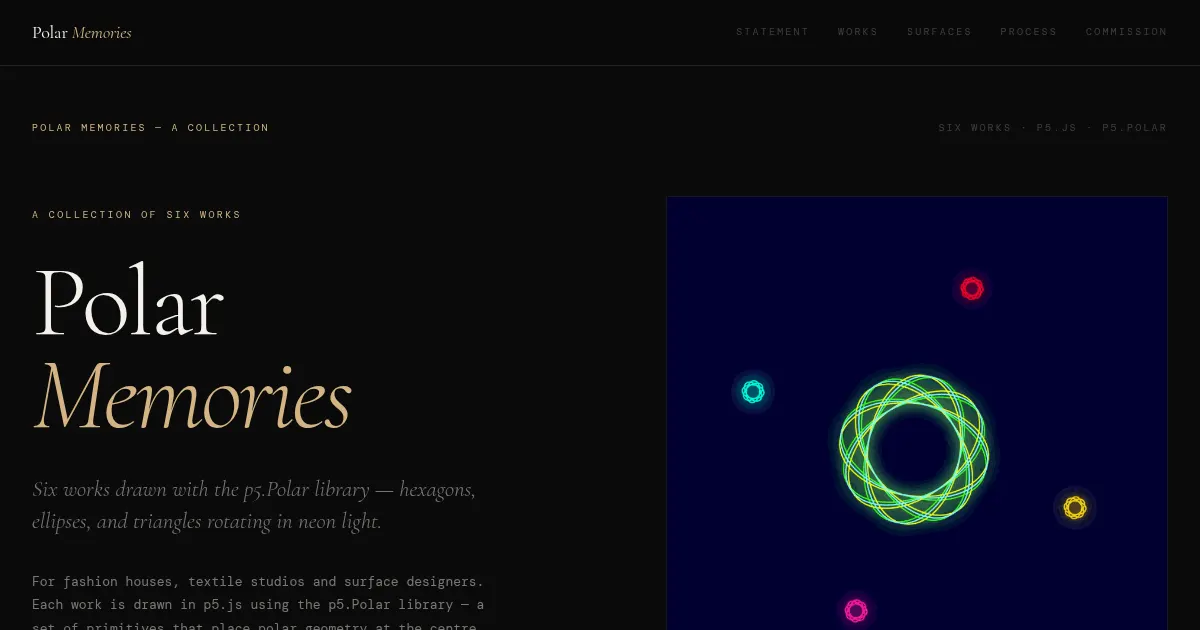 Screenshot of Polar Memories Generative Art