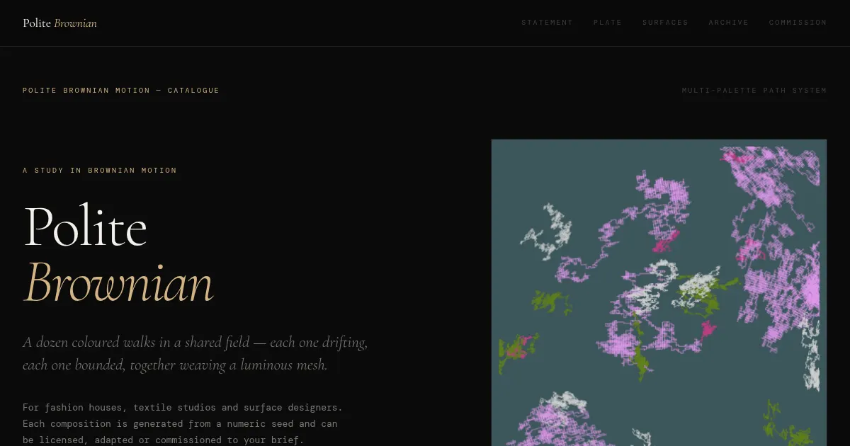 Screenshot of Polite Brownian Motion Generative Art