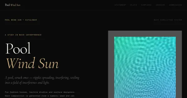Screenshot of Pool Wind Sun Generative Art