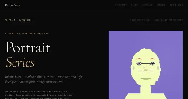 Screenshot of Portrait Series Generative Art