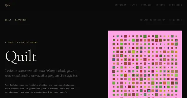 Screenshot of Quilt Generative Art