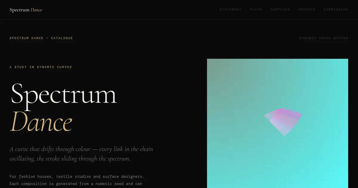 Screenshot of Spectrum Dance Generative Art