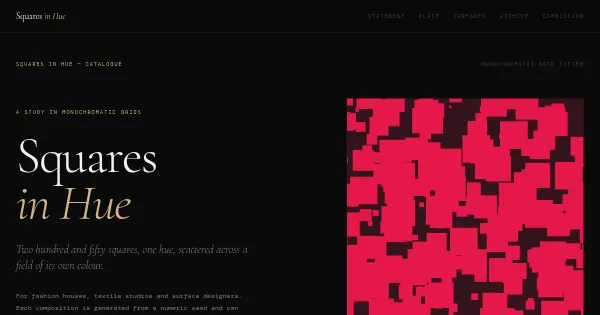 Screenshot of Squares in Hue Generative Art