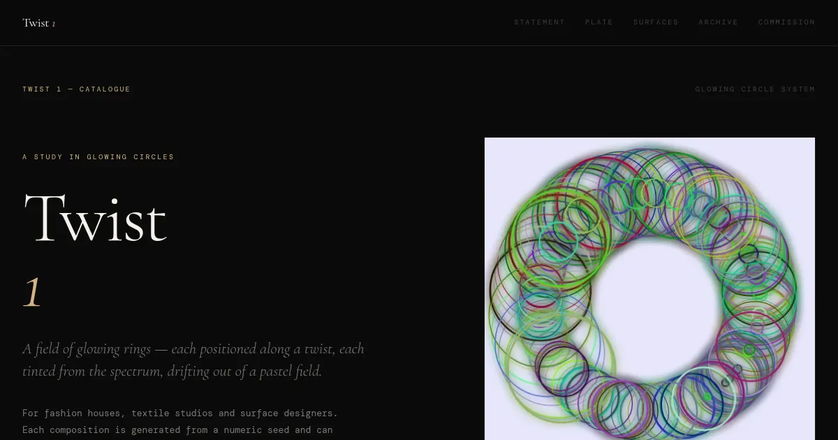 Screenshot of Twist 1 Generative Geometric Art