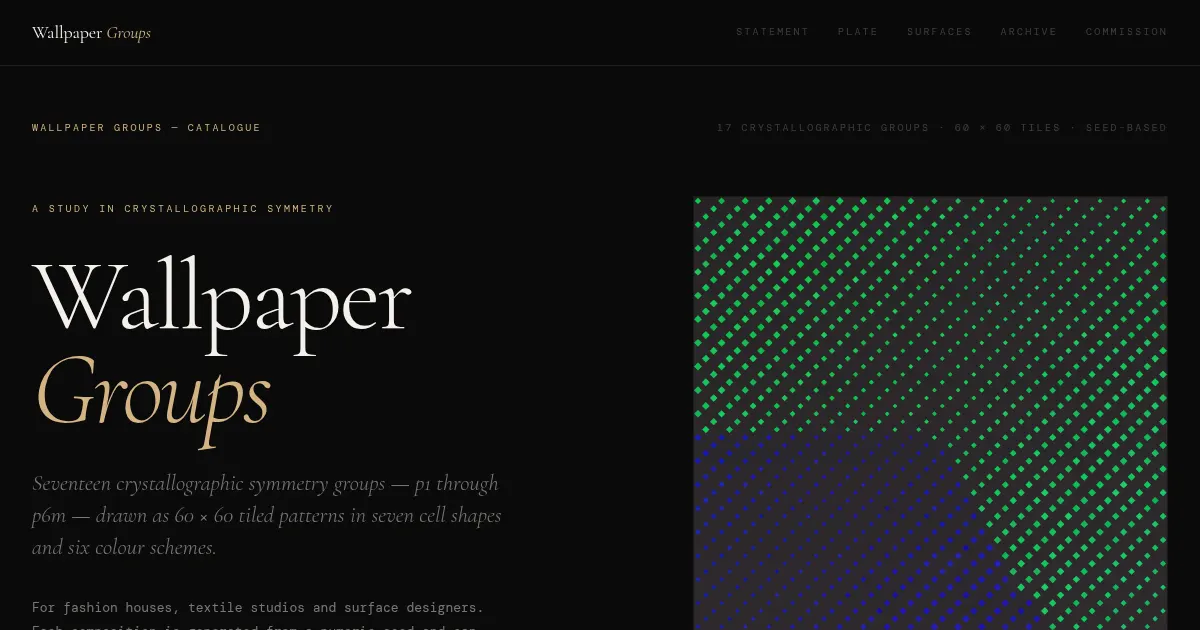 Screenshot of Wallpaper Groups Generative Art