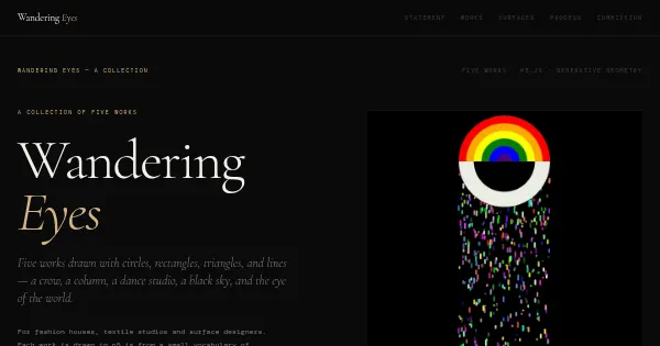 Screenshot of Wandering Eyes Generative Art