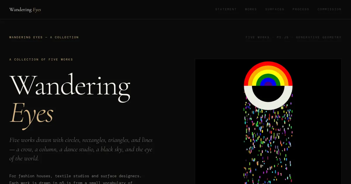 Screenshot of Wandering Eyes Generative Art
